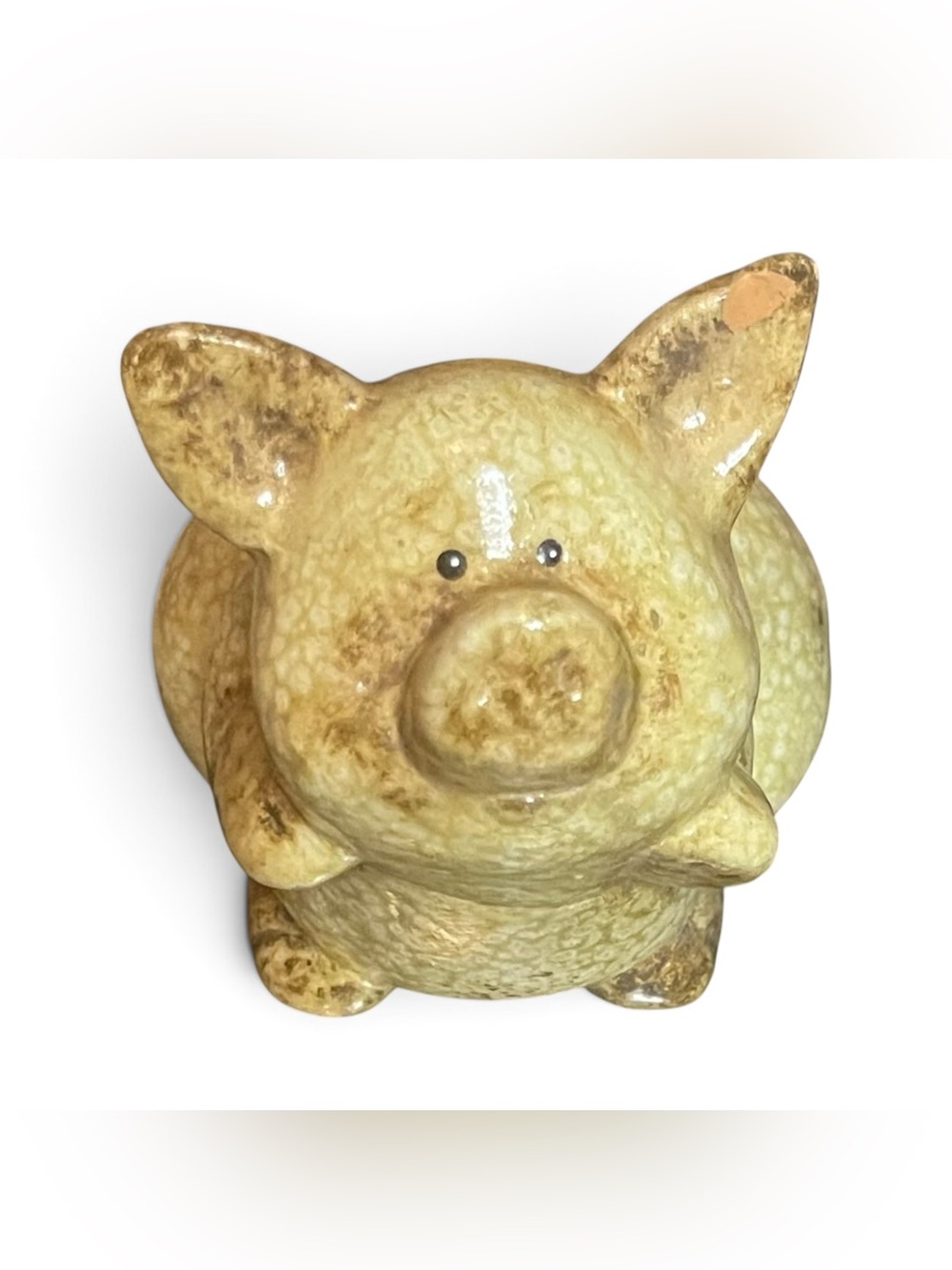 VTG Pig Figurine 3.75" Handmade Ceramic Speckled Studio Pottery Farmhouse Decor